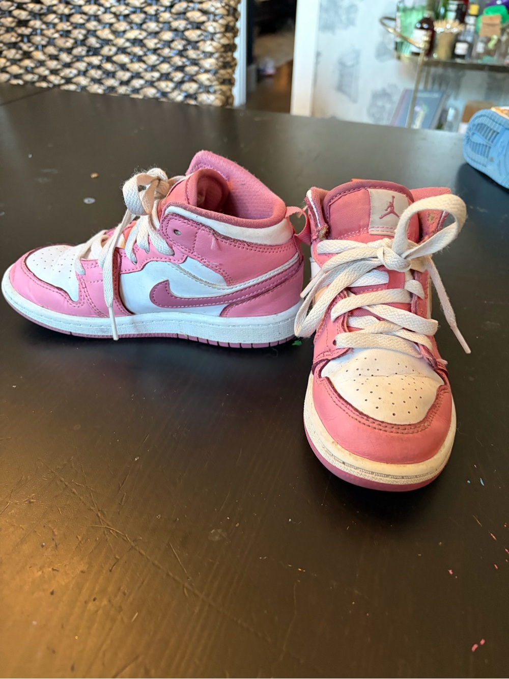 Nike Kids Pink and White High-Top Sneakers